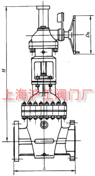 Z540H、Z540Y、Z540W 型 PN16~PN160 鋼制錐齒輪傳動楔式閘閥主要外形及結(jié)構(gòu)尺寸示意圖